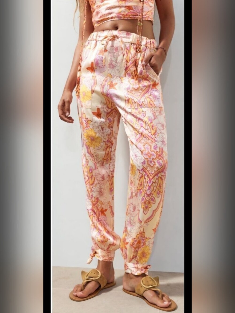 💖🧡NWT Zara "The Sasha" Paisley Printed Satin Pants, Size Small
